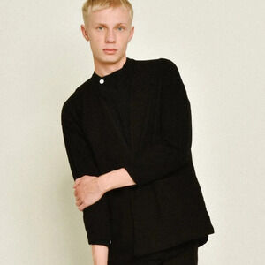 Seeker Black Asymmetric Button Down Shirt 26151
